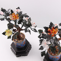 Décoration de maison de luxe faite à la main artificielle colorée pierre de jade pivoine fleur arbre