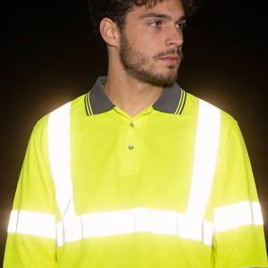 T-shirts de travail de construction à logo personnalisé haute visibilité, respirants, à manches longues, polos de sécurité haute visibilité pour hommes avec réflecteurs - Product Image 4