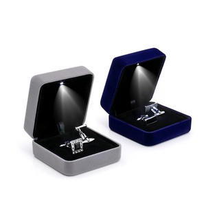 Custom Luxury Cufflink Packaging <b>Box</b> Men's Cufflink <b>Box</b> with <b>LED</b> <b>Light</b> Iron Empty <b>Box</b> Velvet Lining Cufflinks <b>Box</b> for Men - Product Image 1