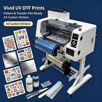 Imprimante DTF UV A3 avec tête d'impression DX7, carte Hoson, machine d'impression rouleau à rouleau pour impression de logos et autocollants personnalisés sur verre, métal, acrylique