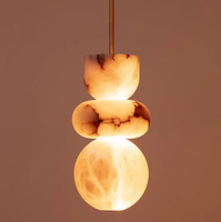 Lampe suspendue en albâtre naturel au design minimaliste en cuivre, art moderne, pour villa, salon, hôtels, restaurants