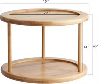 Support de stockage d'assaisonnement de cuisine rotatif à double rond en bambou étagère à épices de comptoir domestique étagère de stockage de cosmétiques