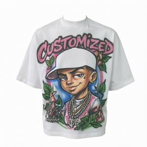 เสื้อยืดผู้ชายพิมพ์ลายเพชรแบบกำหนดเอง คอกลม แขนสั้น ทรงโอเวอร์ไซส์ - Product Image 1