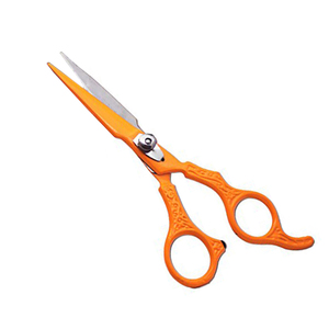 Tijeras de peluquería de lujo con cuchillas afiladas duraderas, tijeras de peluquería de salón de Color naranja con reposapiés fijo - Product Image 1