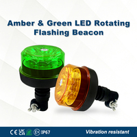 Nouveau balise lumineuse LED rotative et clignotante robuste 12W Ambre Vert 24V, fixation par boulon unique, 60-90 fois/min, étanche IP67