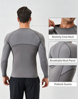 Vente en gros de sous-vêtements de sport à séchage rapide, respirants et extensibles pour la course à pied, le football, la gym, chemise de compression à manches longues pour hommes