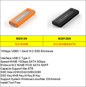 Dual-Protocol <span class=keywords><strong>M</strong></span>.<span class=keywords><strong>2</strong></span> NVME SATA SSD-Gehäuse USB3.1 Gen2 <span class=keywords><strong>2</strong></span> in 1 <span class=keywords><strong>M</strong></span>.<span class=keywords><strong>2</strong></span> SSD zu USB 3.1 Externes Gehäuse mit Silikon abdeckung - Product Image 2