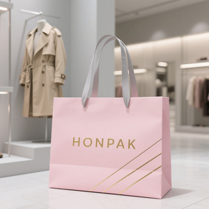 Honpak Cá Nhân Có Thể Tái Chế Ribbon Xử Lý Tàu Sân Bay Màu Hồng Tông Túi Cho Cửa Hàng Thời Trang Thương Hiệu Với Logo - Product Image 6