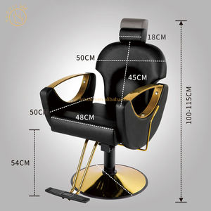 Fauteuil de Barbier Pivotant Noir Moderne, Réglable en Hauteur et Inclinable, pour Salon de Coiffure Professionnel - Product Image 2