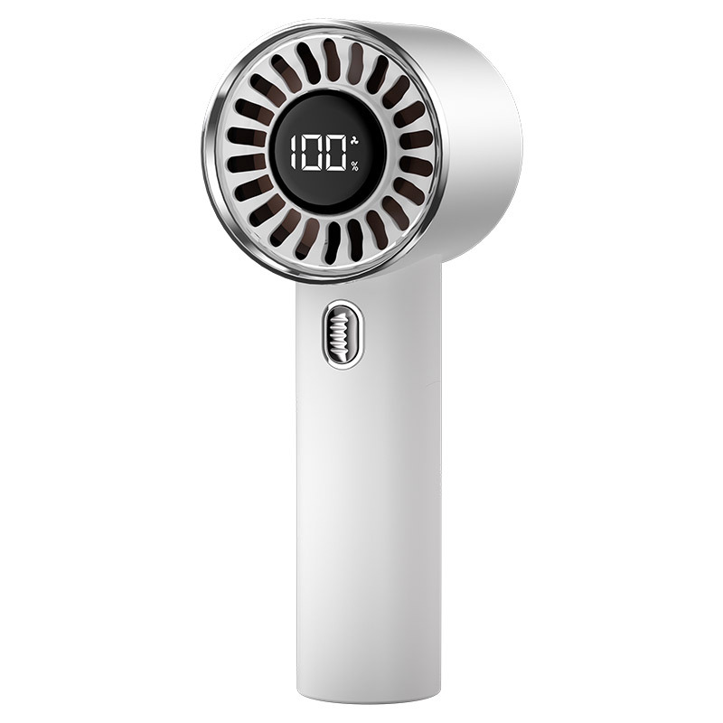 Handheld digital display fan [white] - 3 wind speed settings