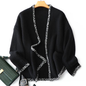 Primavera autunno <span class=keywords><strong>donna</strong></span> maglione di lana aperto davanti manica lunga in lana crop top <span class=keywords><strong>cardigan</strong></span> in cashmere - Product Image 3