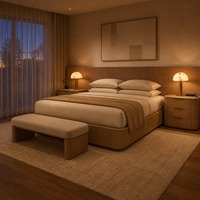 Ensemble de meubles de chambre à coucher en bois de chêne massif, moderne, luxueux, confortable, durable, sur mesure, pour les chambres d'hôtel et de villégiature