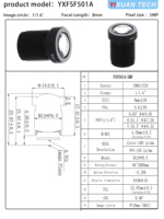 Objectif FA, objectif de lecture de codes-barres à faible distorsion, 8 mm, 12 mm, 16 mm, objectif industriel haute résolution, objectif de vision industrielle 5MP