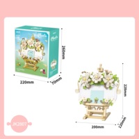 EPT-Blocs de construction, table de bureau, fleurs artificielles, blocs de construction, jeux de jouets en briques pour enfants