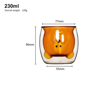Tazza per orsetto trasparente ad alto borosilicato carina bicchieri di vetro a doppia parete resistenti al calore bicchieri - Product Image 6