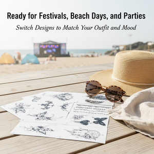 สติ๊กเกอร์สักลายชั่วคราวลายผีเสื้อสีดำขาว กันน้ำ ไม่เจ็บ สมจริง ติดทนนาน สำหรับตกแต่งร่างกาย แขน ไหล่ - Product Image 2