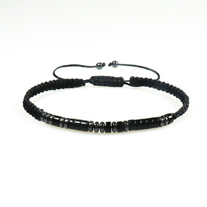 Bracelet unisexe minimaliste de mode européenne et américaine, en pierre de kevlar noire, avec espaceur en obsidienne, design tressé en <span class=keywords><strong>code</strong></span> <span class=keywords><strong>morse</strong></span> - Cadeau - Product Image 5