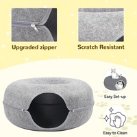 Vente en gros usine : Lit pour chat en feutre, tunnel rond pour chat, maison-caverne en feutre pour chaton avec fermeture éclair détachable