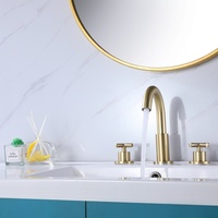 Robinet Mitigeur de Lavabo en Laiton à Poignée Unique, Fixation sur Plateau, Or Brossé, Cartouche Céramique, Vente Directe Usine, Robinets Modernes