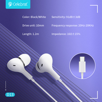 Penjualan Panas Earphone Berkabel Tipe-C D13 dengan Mikrofon Tahan Air IPX-4 Cetakan Khusus untuk iPhone.