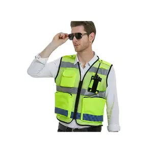 高能见度可调道路工人安全夹克安全背心发光二极管反光
