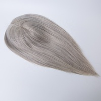 Topper de cheveux brésiliens vierges respirant 6x7 (4*6) à base mono, couleur sel et poivre, 12 pouces, densité 130%, lisse et soyeux