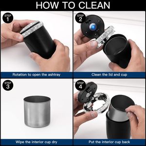Cenicero Moderno de Plástico para Coche SAVORI, Portátil, Elegante, Sin Humo, con Soporte para Vasos, Luz LED Azul, Accesorios para Hombre y Mujer - Product Image 4
