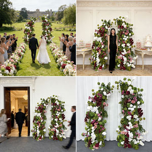 Arreglo Floral Realista de Lujo en Rojo Borgoña y Esmeralda para Arco de Boda, Decoración de Fondo - Product Image 2