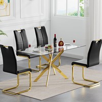 Chaises de salle à manger modernes minimalistes en fer plaqué or avec revêtement en cuir, ensembles table-chaise, mobilier de maison, best-seller à l'étranger