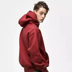 Yüksek kaliteli % 100% pamuklu kalın boş düz Hoodie özel ağır boy erkek Hoodies