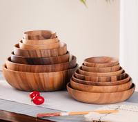 Cuencos de Madera de Nogal y Roble, Platos de Fruta Extra Grandes, Cuencos de Madera para Niños, Vajilla para Picnic, Venta al por Mayor