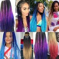 Tresses synthétiques au crochet, 10 mèches, extensions de cheveux synthétiques colorées, 24 pouces, tresses au crochet arc-en-ciel ombrées