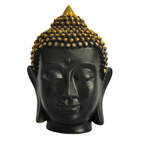 Statue de tête de Bouddha en résine personnalisée, peinture antique en bronze, décoration d'intérieur, figurine bouddhiste décorative