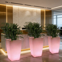 Macetas Inteligentes con Luces LED, Lámparas de Jardín para Exteriores, Resistentes al Agua, Iluminadas, para Plantas y Flores