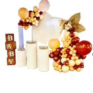 Decoraciones para fiesta de cumpleaños, 4 bloques marrones de madera con letras impresas, caja de madera personalizada para Celebración de bebé