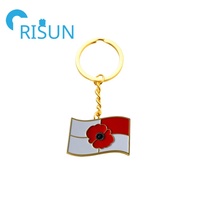 Émail personnalisé N'oublions pas le drapeau du jour du Souvenir coquelicot porte-clés porte-clés pour la fête des anciens combattants porte-clés coquelicot personnalisé porte-clés