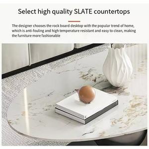 Set di Tavolini da Caffè a Foglia di Produzione Cinese, Tavolino Ovale Bianco <span class=keywords><strong>e</strong></span> <span class=keywords><strong>Oro</strong></span> per Soggiorno - Product Image 6