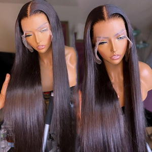 Pelucas de Cabello Humano Virgen Liso Extremo con Encaje Frontal 180, Pre-arrancadas, Transparentes e Indetectables, con Encaje HD para Mujeres Negras - Product Image 1