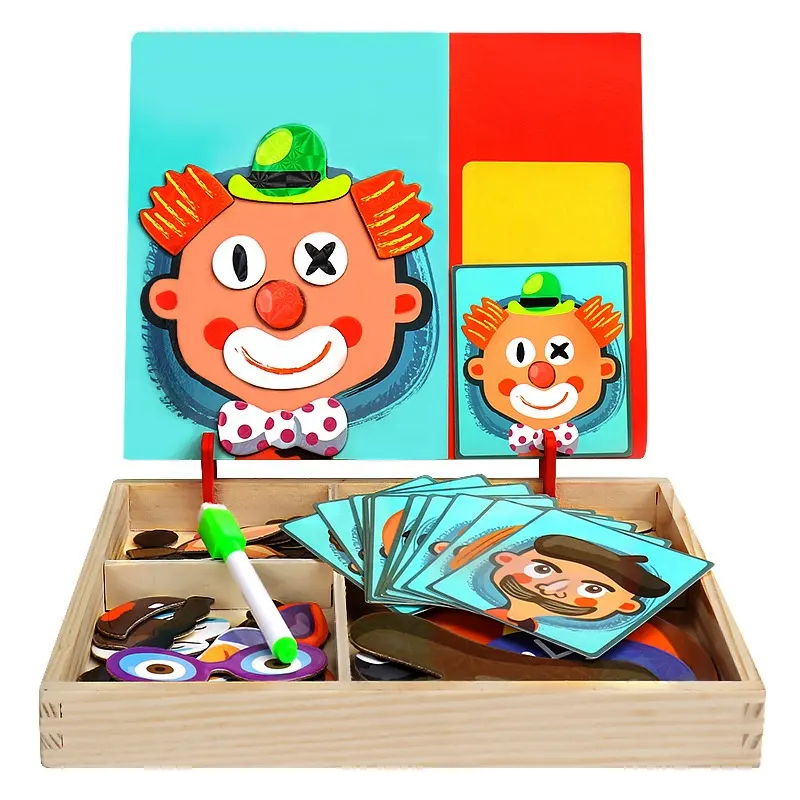 children's early education puzzle five senses magnetic puzzles dressing up kindergarten wooden toys for boys and girls