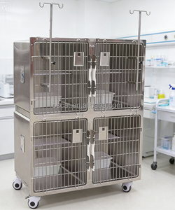 Equipo Veterinario OSCAT, Innovador Jaula para Gatos de 4 Puertas, Acero Inoxidable 304, Pedal de Acrílico de Alta Resistencia, Fácil de Limpiar y Móvil - Product Image 1