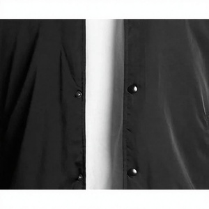 Chaqueta Bomber Negra para Hombre, Color Sólido, Poliéster, Estilo Casual Urbano, Cuello Mao, Corte Regular, Transpirable, Cierre de Cremallera, para Invierno - Product Image 5