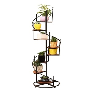 AILICHEN <span class=keywords><strong>Escalera</strong></span> de Caracol multicapa de hierro forjado Tipo de piso Soporte de flores con macetas y jardineras - Product Image 1