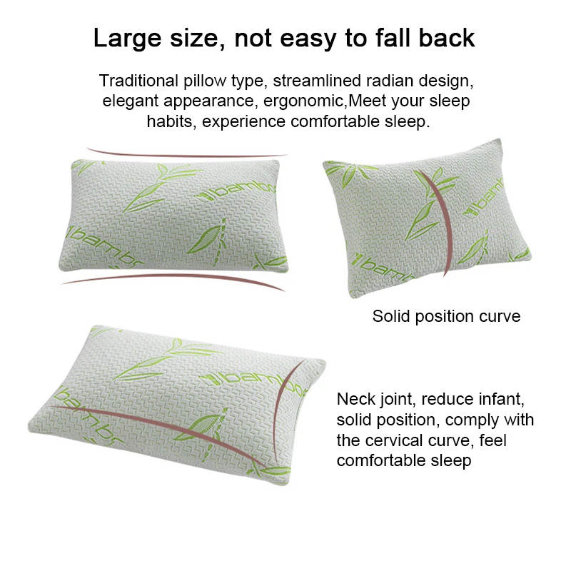 Bamboo Cover Shredded  Memory Foam Bed Pillow Adjustable Sleep Better