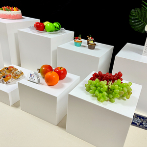 Trắng tự chọn Acrylic Riser Cube hiển thị làm tổ risers <span class=keywords><strong>lucite</strong></span> vuông thực phẩm Bệ hộp hiển thị đứng - Product Image 6