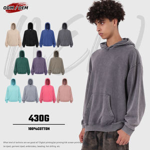 Sudadera con Capucha Vintage de Algodón 100% de 430G, Estilo Americano, Casual, para Hombre, Lavada, para Invierno - Product Image 1