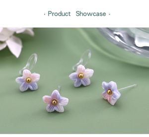 <span class=keywords><strong>Orecchini</strong></span> a clip con fiore di giglio in resina acrilica che cambiano colore reattivi ai raggi UV, si illuminano al buio, sfumatura rosa lavanda - Product Image 4