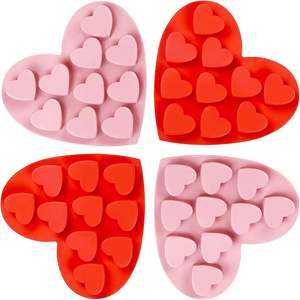 Paquete de 4 Moldes de Silicona <span class=keywords><strong>para</strong></span> Hacer Jabón Artesanal, Gelatina, Pudín, <span class=keywords><strong>Pastel</strong></span> de Chocolate y Dulces, con Forma de Corazón - Product Image 1