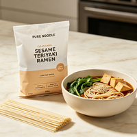 Nouilles Ramen Instantanées 200g Saveur Teriyaki au Sésame Non Frit, Marque Privée OEM, Vente en Gros, Fournisseur Asiatique