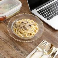 Bol à salade jetable en plastique transparent avec motif perle dorée, récipient alimentaire à usage unique 13,9 cm/18,1 cm pour fêtes, traiteur, mariages