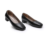 Top cuir de vache hôtel serveur bureau chaussures femmes pompes costume antidérapant formel talon épais hôtesse de l'air 3.5cm talon chaussure usine
